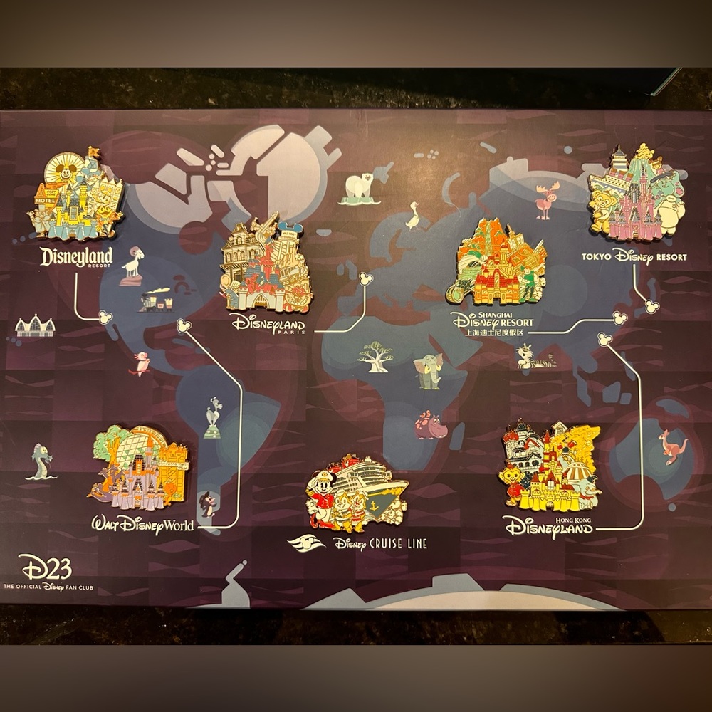 D23 Gold Member Around the World pin set
